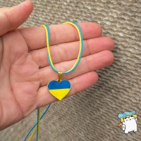 Кулон "Серце України. Кольори прапор України ". Колір золото. Жовто-блакитний шнурок