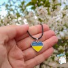 Кулон Серце України. Кольори прапор України . Колір срібло. На чорному шнурку