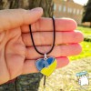 Кулон "Серце України з гербом". Кольори прапор України ". Колір срібло, на шнурку